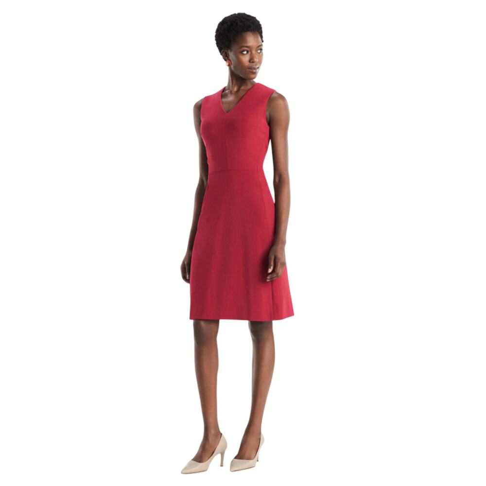 M.M. LaFleur Crimson Red Annie V Neck Sleeveless Dress